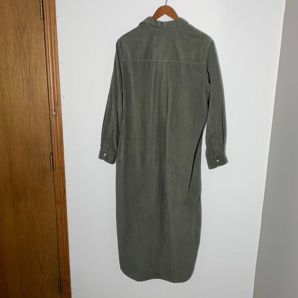 Womens Frank and Eileen RORY Maxi Shirtdress green corduroy Size M EUC! - Picture 4 of 4